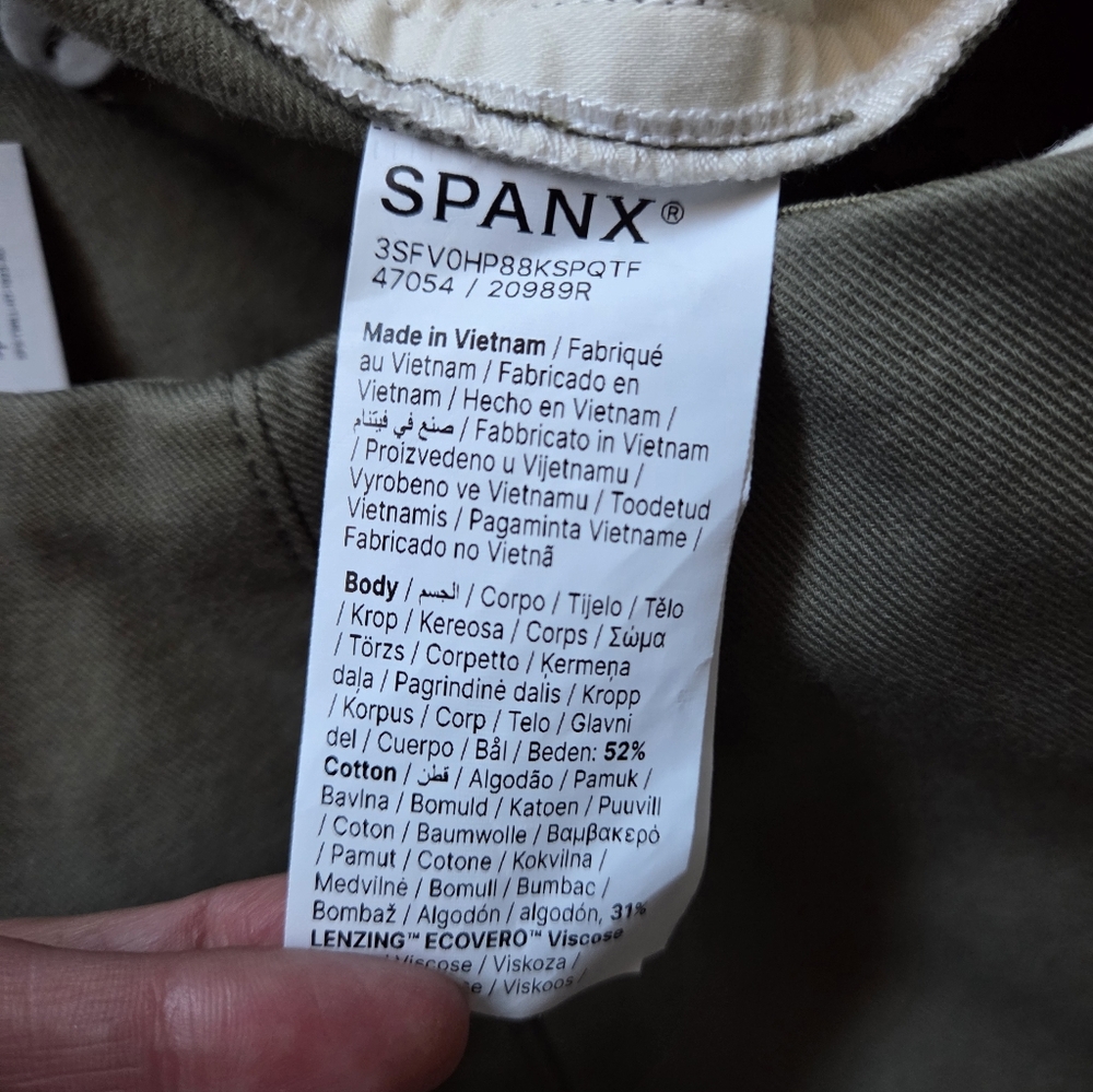 NWT Spanx Stretch Twill Cropped Wide Leg Pants in Sage Green 3X - Picture 7 of 16